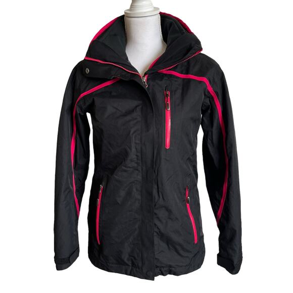 Columbia Jacket GIrls Bugaboo Size 14/16 Omni Tech Interchange Black Pink Hood - Picture 1 of 15